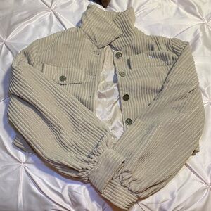Beige Corduroy Button-Up Jacket